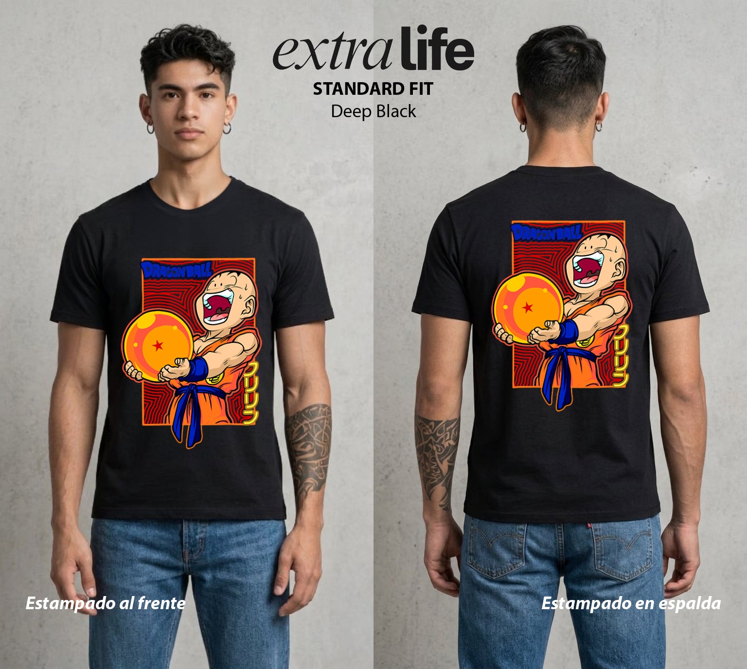 El Poder de las Esferas | El Mas Fuerte Humano #00834 - Playera Standard Fit | Deep Black - Foto en modelo