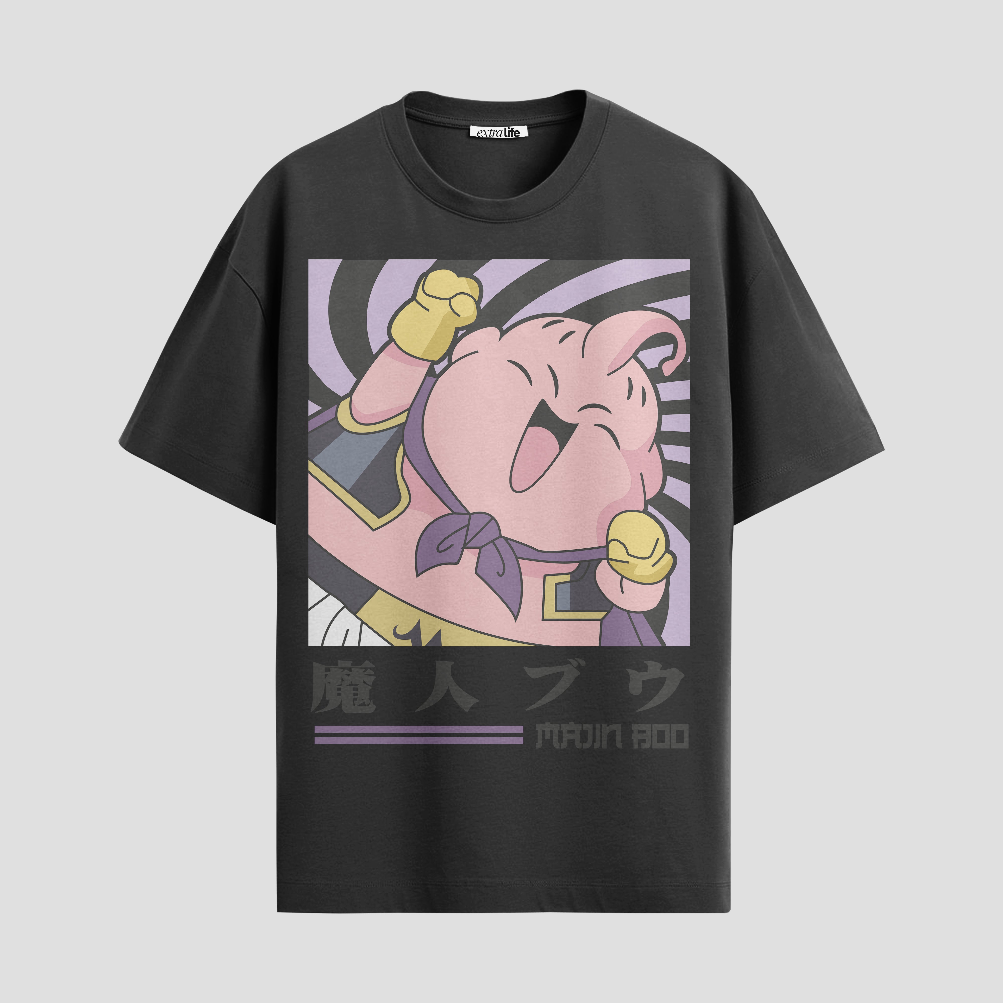 Playera urbana de anime y gaming ExtraLife MX, corte Standard Fit unisex ligero y transpirable en color Deep Black y Pure White, ropa de uso diario para gym y casual.
