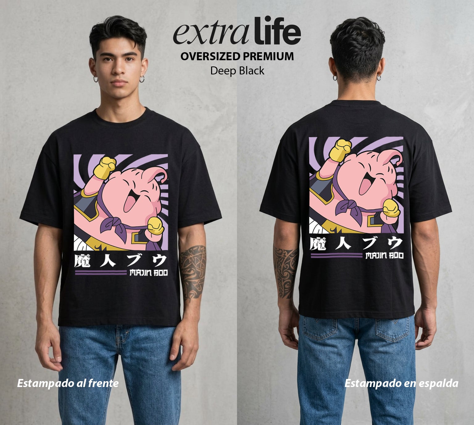 El Poder de las Esferas | La Magia del Caos #00841 - Playera Oversized Premium | Deep Black - Foto en modelo