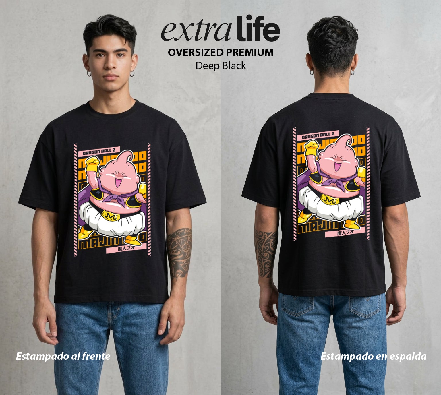 El Poder de las Esferas | El Terror Rosa #00845 - Playera Oversized Premium | Deep Black - Foto en modelo
