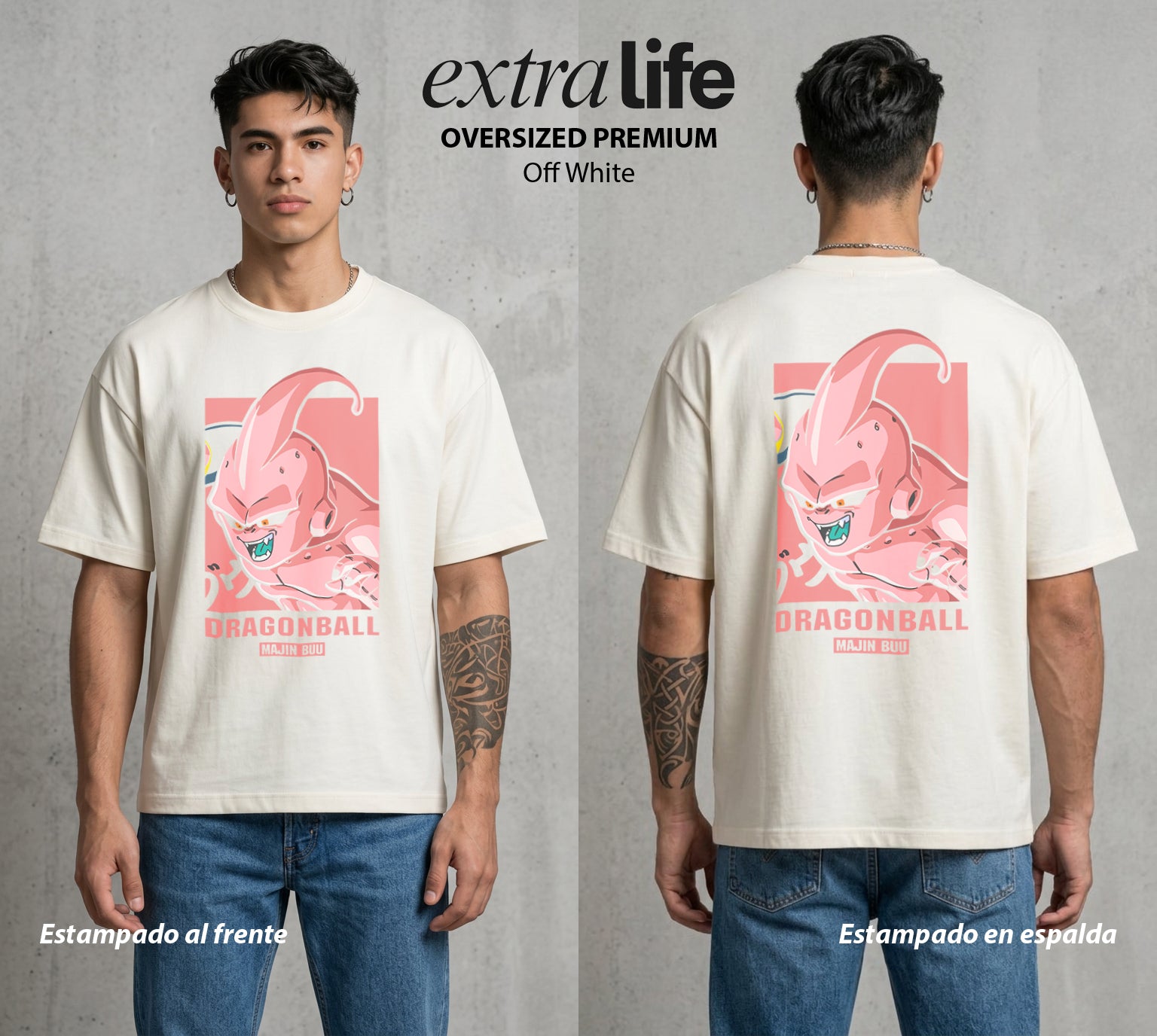 El Poder de las Esferas | El Terror Rosa #00846 - Playera Oversized Premium | Off White - Foto en modelo
