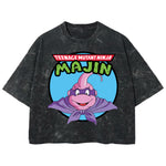 Playera streetwear premium de anime y gaming ExtraLife MX, corte boxy deluxe mineral wash heavyweight en color Acid Wash, moda urbana mexicana de culto.