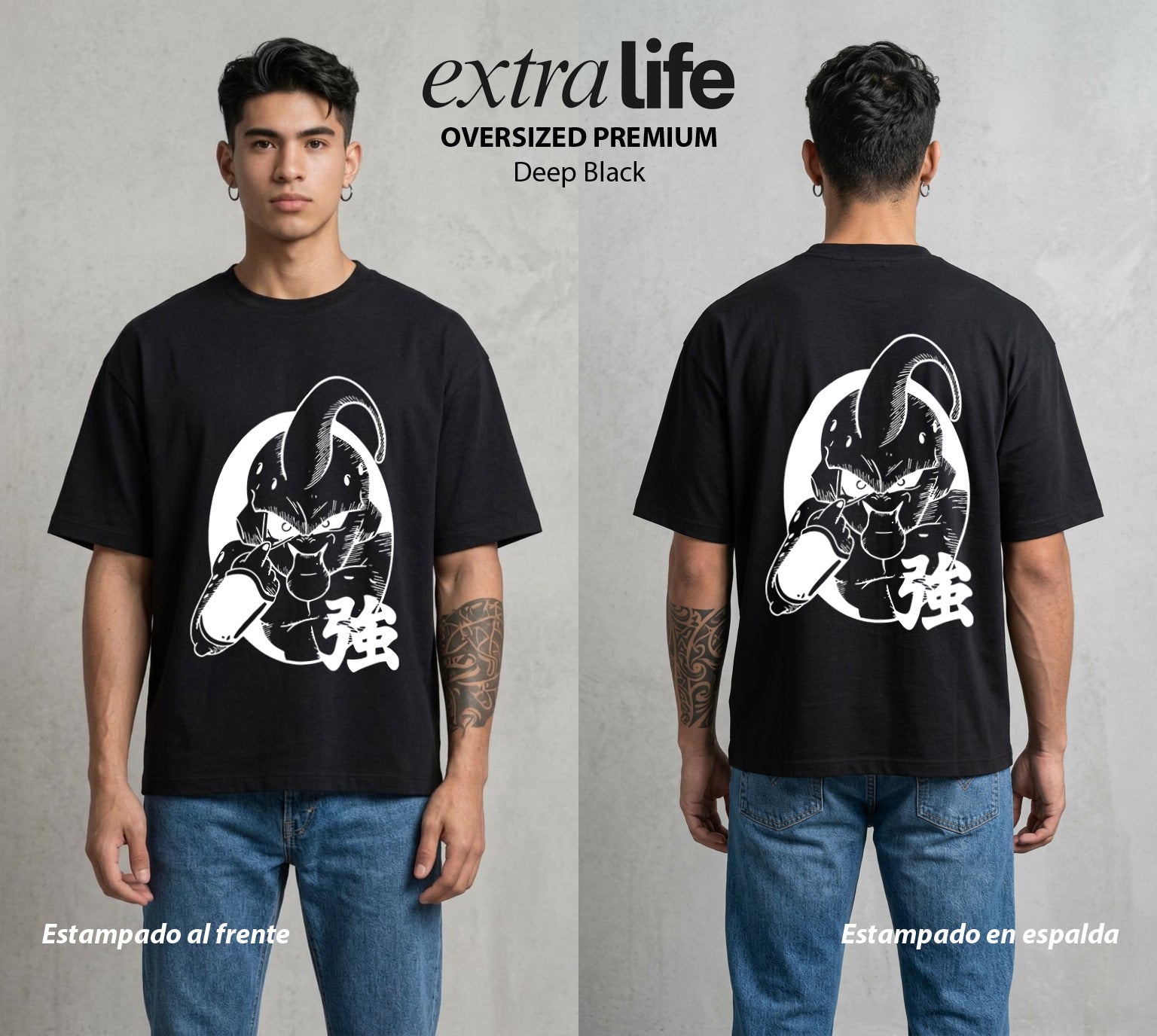 El Poder de las Esferas | El Dulce Destructor #00848 - Playera Oversized Premium | Deep Black - Foto en modelo