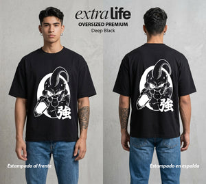 El Poder de las Esferas | El Dulce Destructor #00848 - Playera Oversized Premium | Deep Black - Foto en modelo