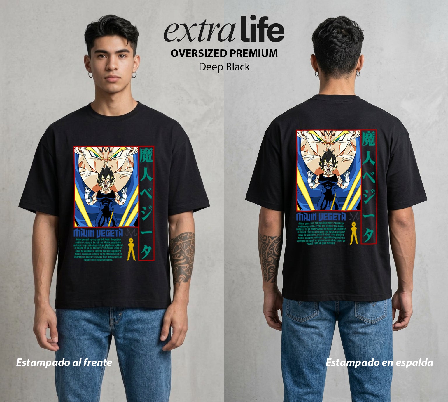 El Poder de las Esferas | El Rival Eterno #00851 - Playera Oversized Premium | Deep Black - Foto en modelo