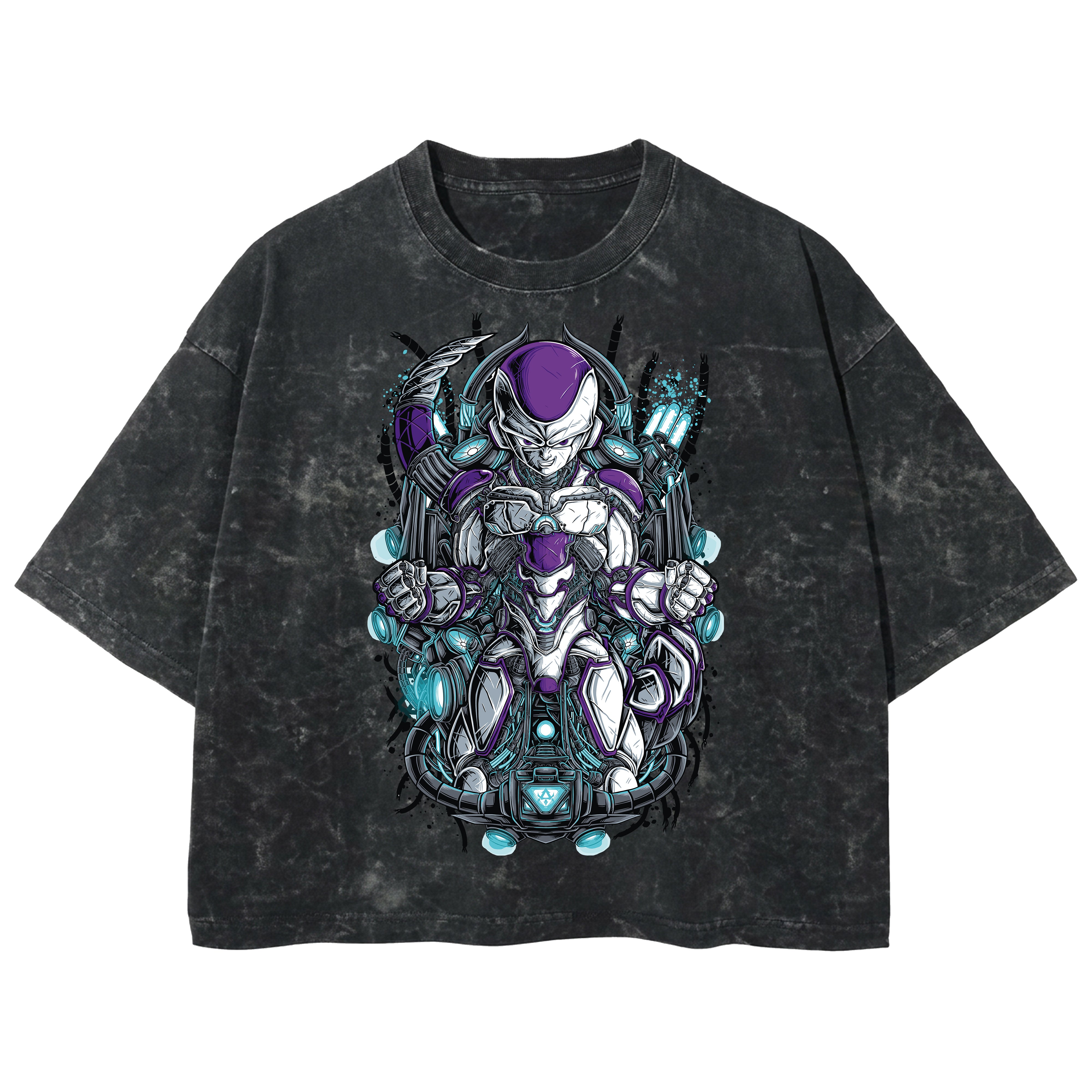 Playera streetwear premium de anime y gaming ExtraLife MX, corte boxy deluxe mineral wash heavyweight en color Acid Wash, moda urbana mexicana de culto.
