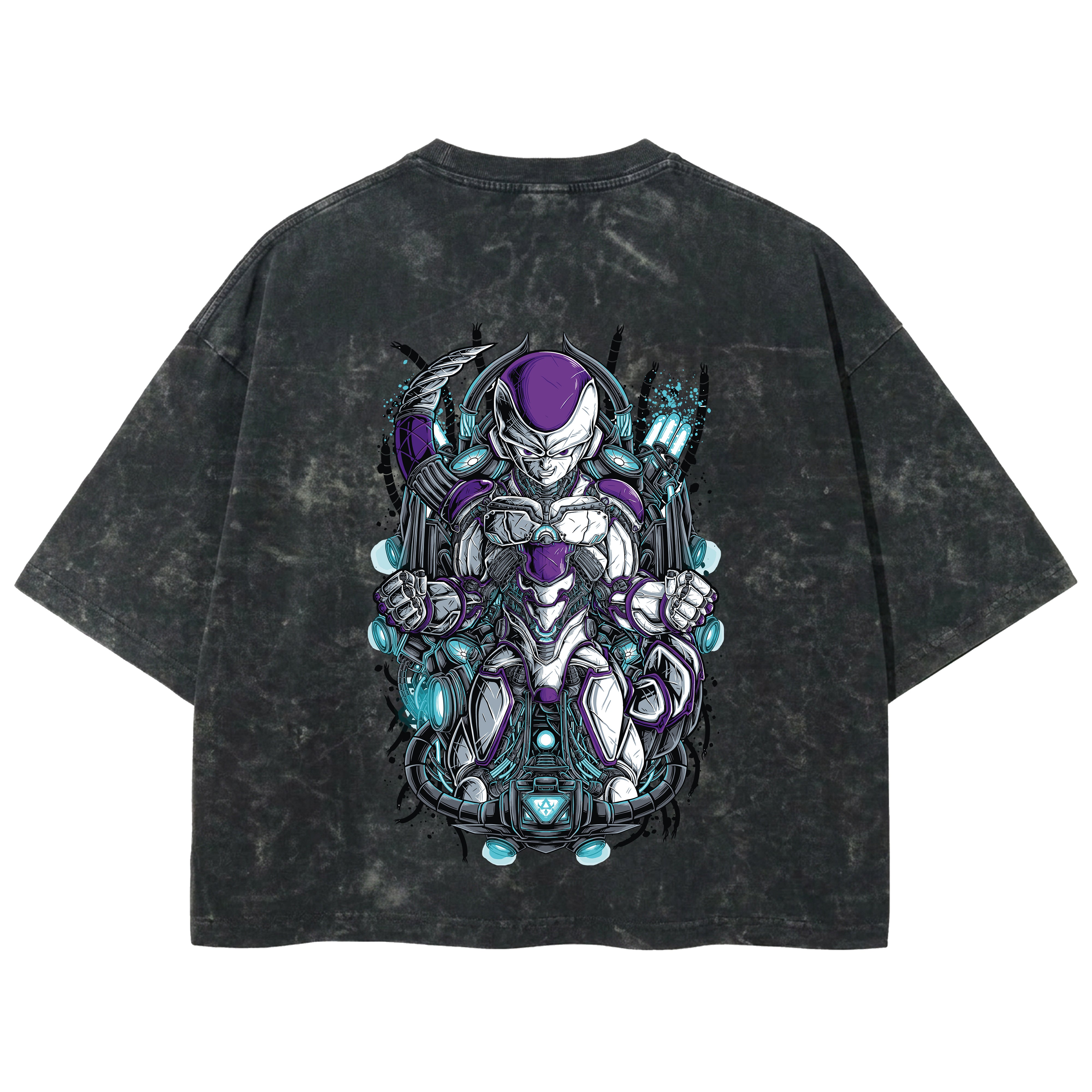 Playera streetwear premium de anime y gaming ExtraLife MX, corte boxy deluxe mineral wash heavyweight en color Acid Wash, moda urbana mexicana de culto.
