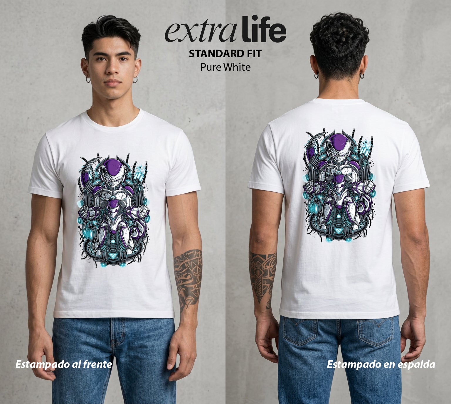 El Poder de las Esferas | El Tirano del Cosmos #00853 - Playera Standard Fit | Pure White - Foto en modelo
