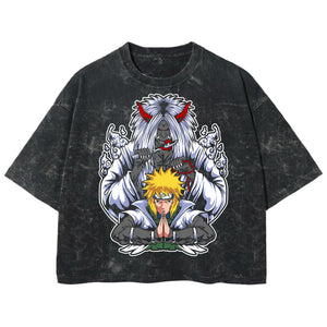 Playera streetwear premium de anime y gaming ExtraLife MX, corte boxy deluxe mineral wash heavyweight en color Acid Wash, moda urbana mexicana de culto.
