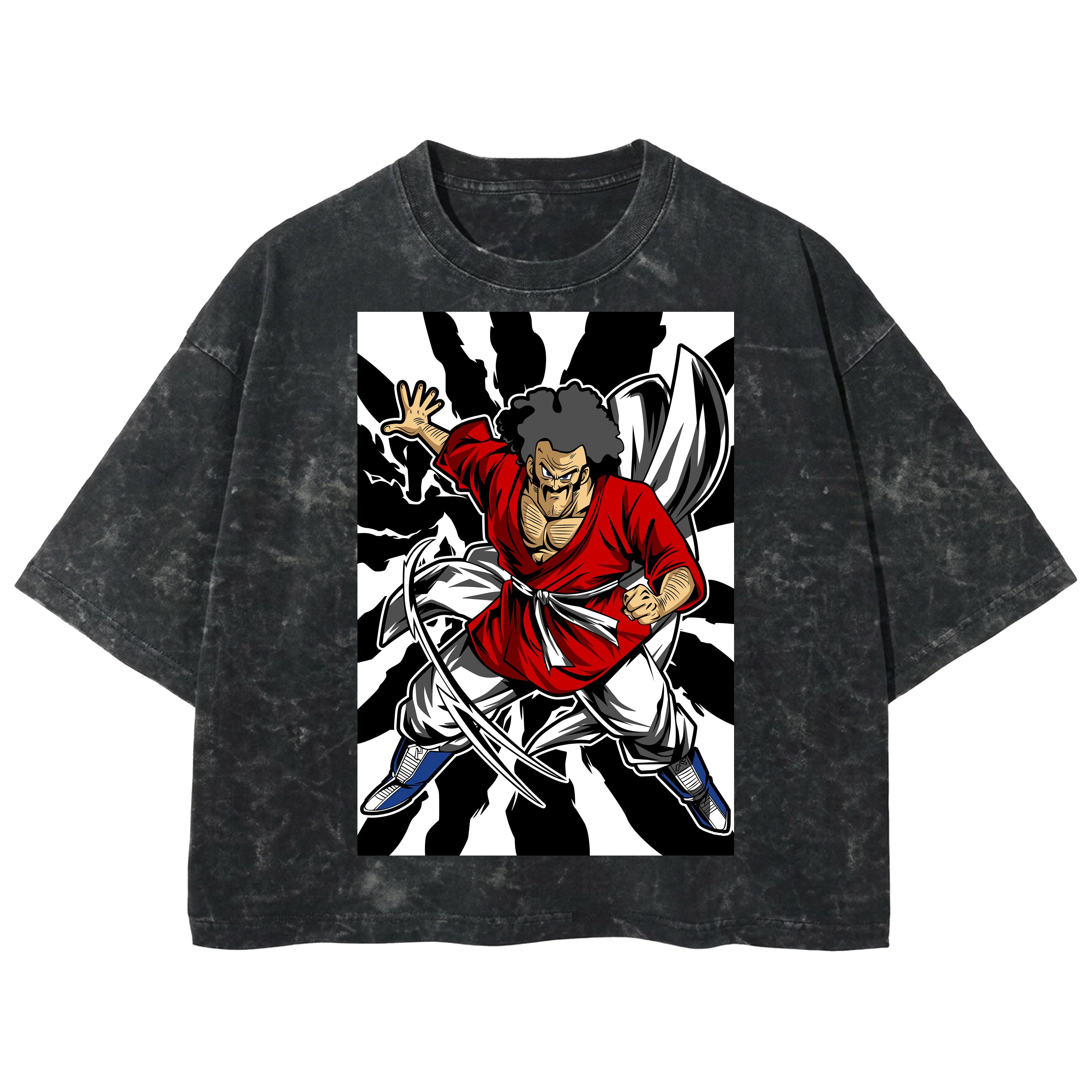 Playera streetwear premium de anime y gaming ExtraLife MX, corte boxy deluxe mineral wash heavyweight en color Acid Wash, moda urbana mexicana de culto.