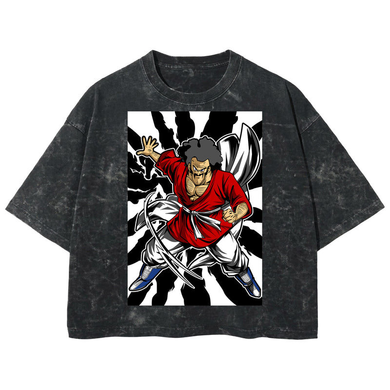 Playera streetwear premium de anime y gaming ExtraLife MX, corte boxy deluxe mineral wash heavyweight en color Acid Wash, moda urbana mexicana de culto.