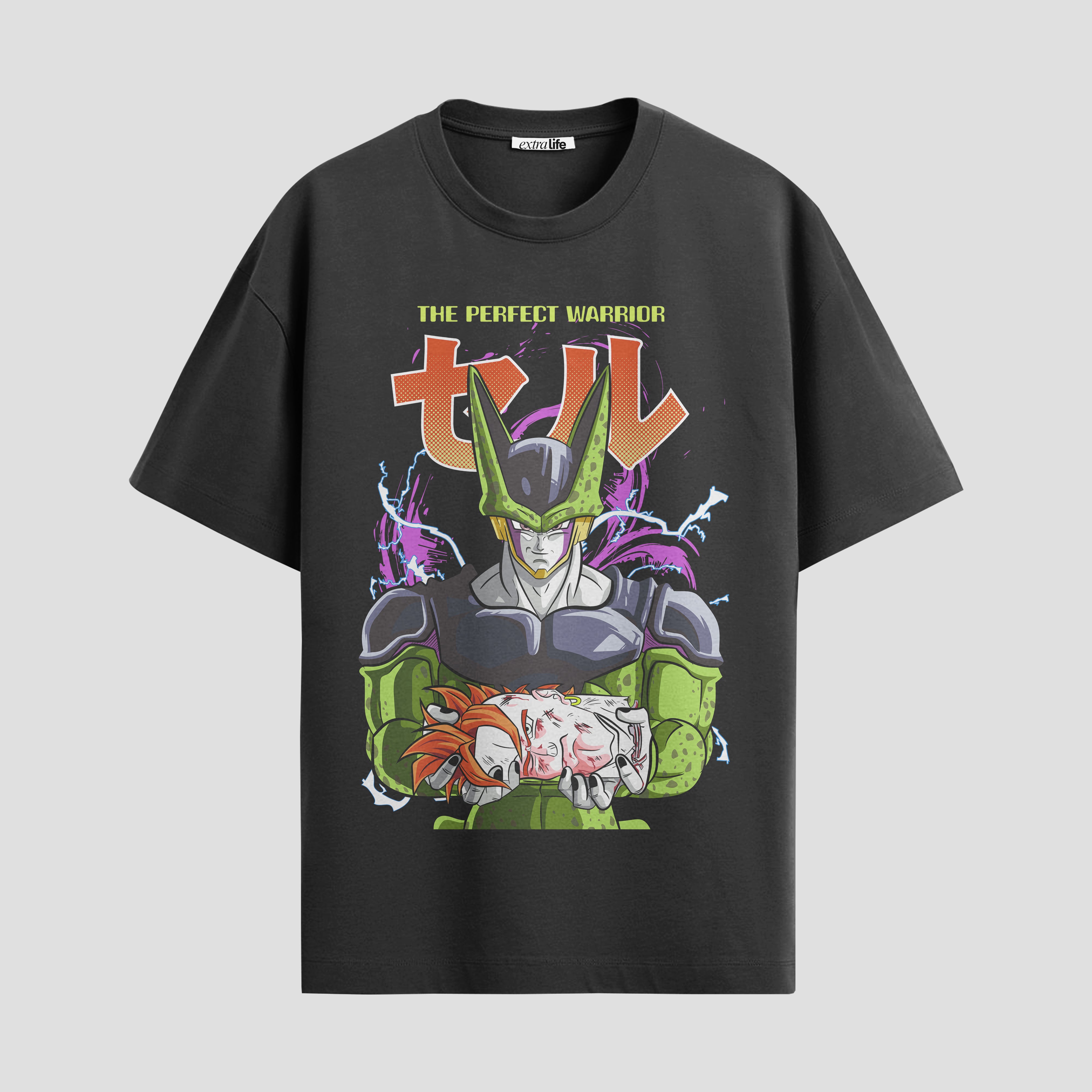 Playera urbana de anime y gaming ExtraLife MX, corte Standard Fit unisex ligero y transpirable en color Deep Black y Pure White, ropa de uso diario para gym y casual.
