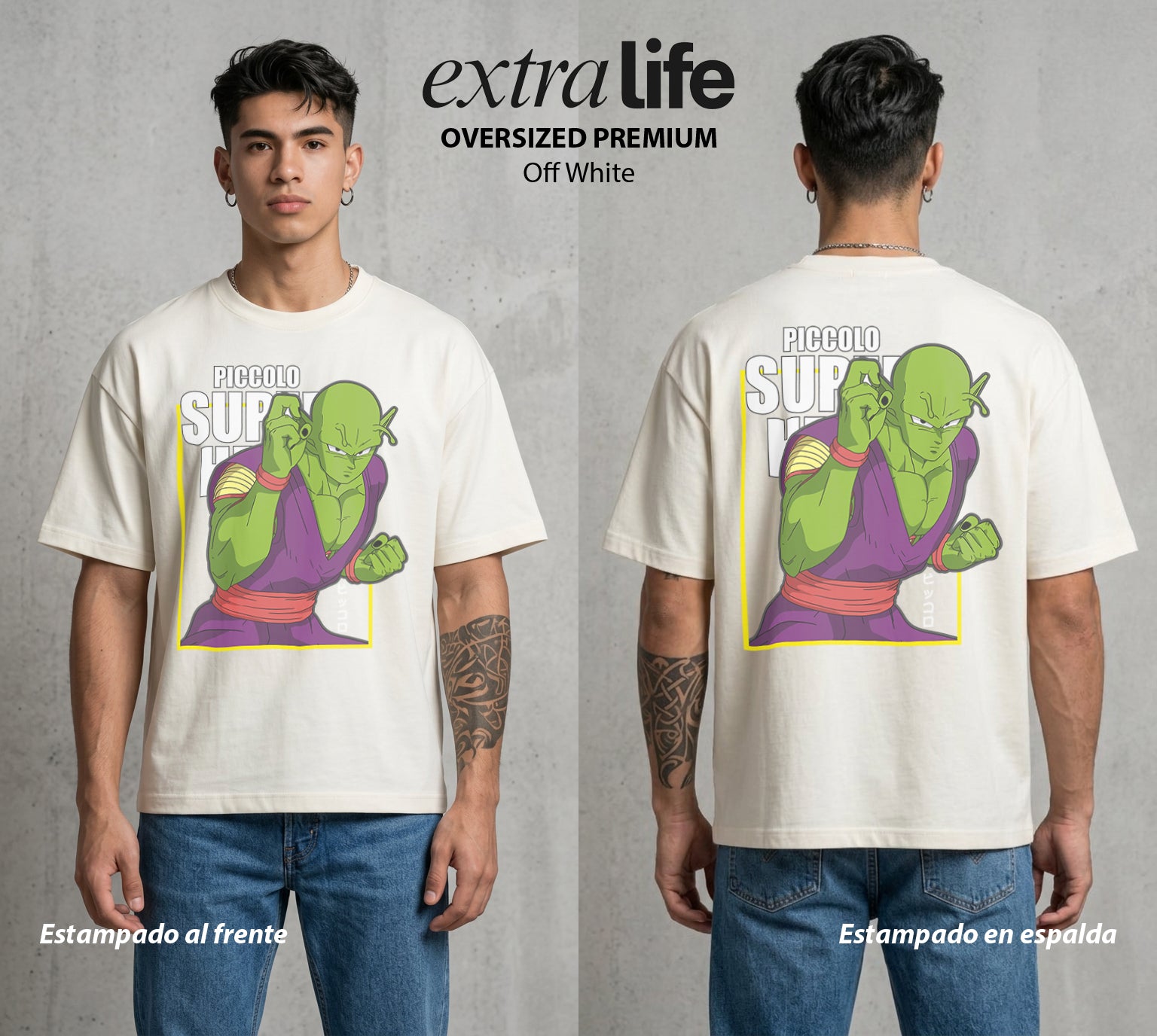 El Poder de las Esferas | El Maestro Verde #00862 - Playera Oversized Premium | Off White - Foto en modelo