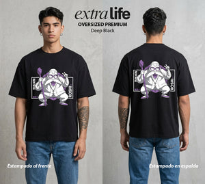El Poder de las Esferas | La Sabiduria del Mar #00864 - Playera Oversized Premium | Deep Black - Foto en modelo