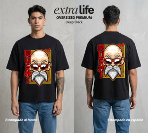 El Poder de las Esferas | El Maestro de Goku #00865 - Playera Oversized Premium | Deep Black - Foto en modelo