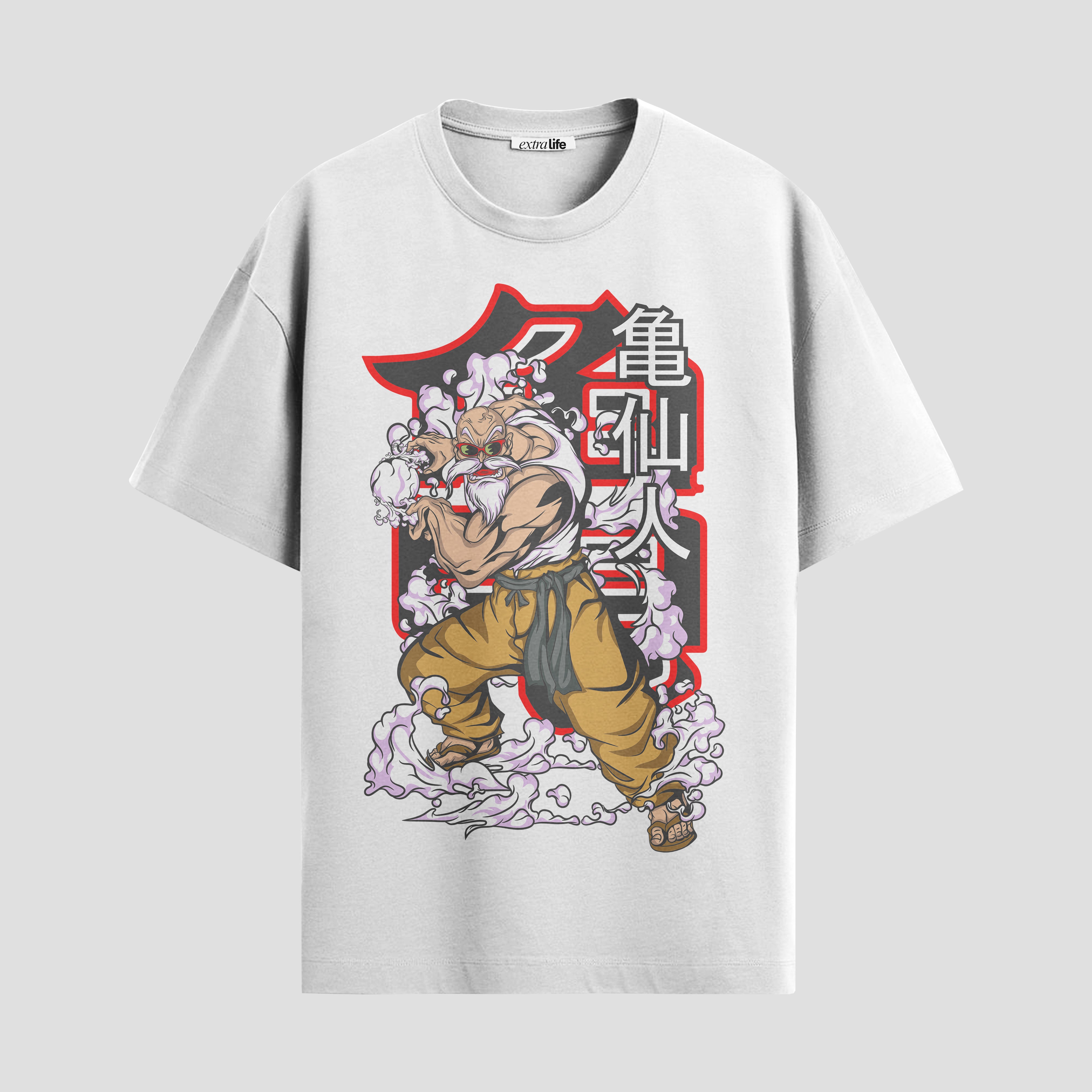 Playera urbana de anime y gaming ExtraLife MX, corte Standard Fit unisex ligero y transpirable en color Deep Black y Pure White, ropa de uso diario para gym y casual.