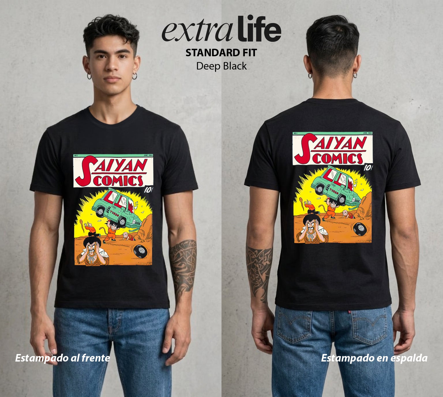 El Poder de las Esferas | El Saiyajin del Comic #00871 - Playera Standard Fit | Deep Black - Foto en modelo