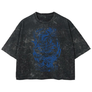 Playera streetwear premium de anime y gaming ExtraLife MX, corte boxy deluxe mineral wash heavyweight en color Acid Wash, moda urbana mexicana de culto.