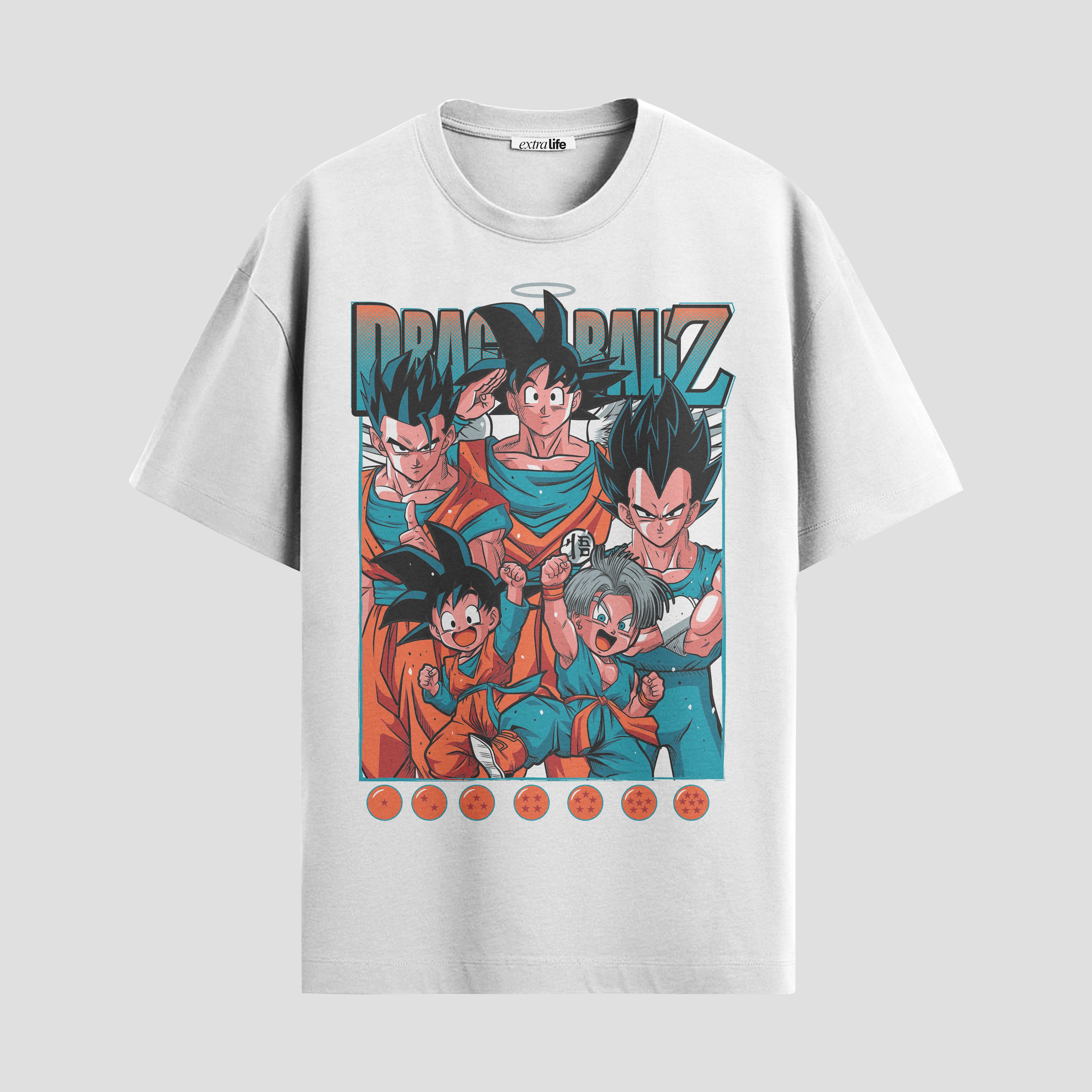 Playera urbana de anime y gaming ExtraLife MX, corte Standard Fit unisex ligero y transpirable en color Deep Black y Pure White, ropa de uso diario para gym y casual.