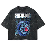Playera streetwear premium de anime y gaming ExtraLife MX, corte boxy deluxe mineral wash heavyweight en color Acid Wash, moda urbana mexicana de culto.