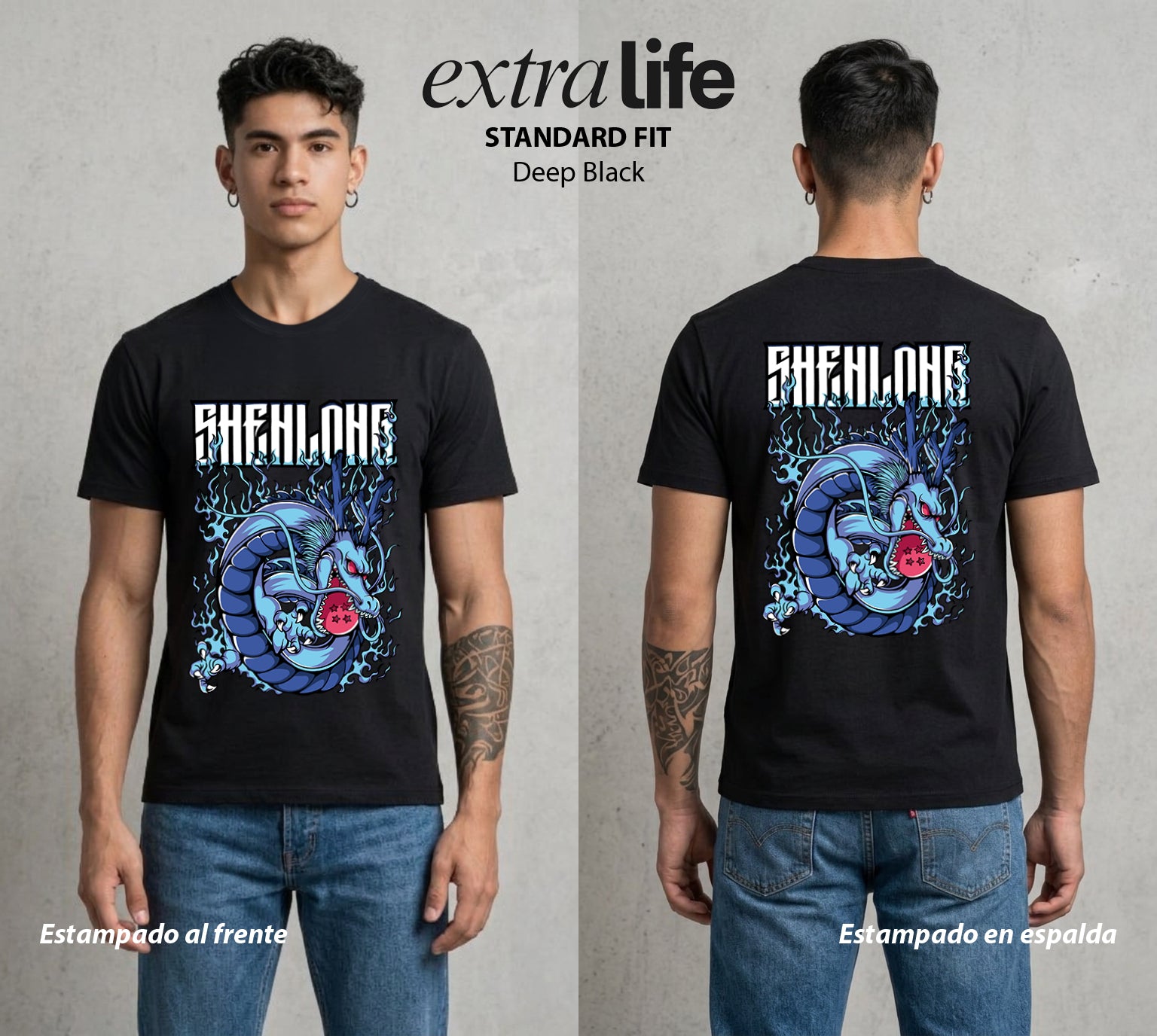 El Poder de las Esferas | El Dragon Eterno #00876 - Playera Standard Fit | Deep Black - Foto en modelo