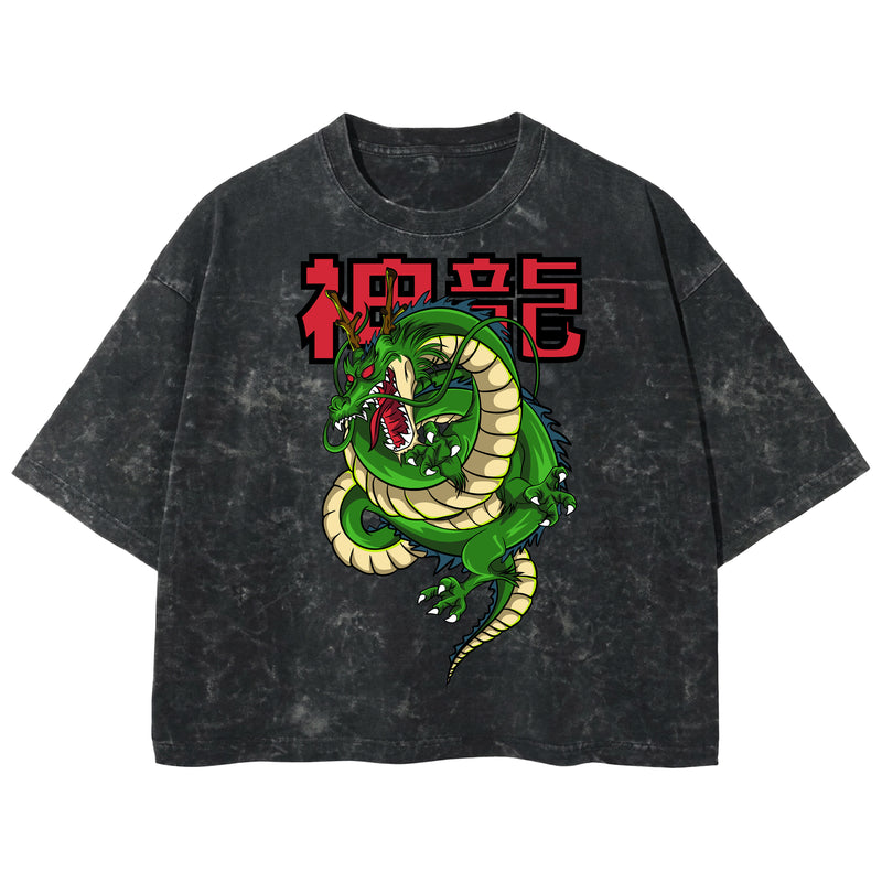 Playera streetwear premium de anime y gaming ExtraLife MX, corte boxy deluxe mineral wash heavyweight en color Acid Wash, moda urbana mexicana de culto.