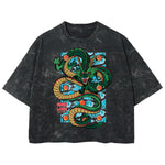 Playera streetwear premium de anime y gaming ExtraLife MX, corte boxy deluxe mineral wash heavyweight en color Acid Wash, moda urbana mexicana de culto.