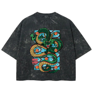 Playera streetwear premium de anime y gaming ExtraLife MX, corte boxy deluxe mineral wash heavyweight en color Acid Wash, moda urbana mexicana de culto.