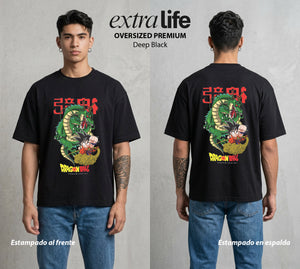 El Poder de las Esferas | Guerrero de las Estrellas #00879 - Playera Oversized Premium | Deep Black - Foto en modelo