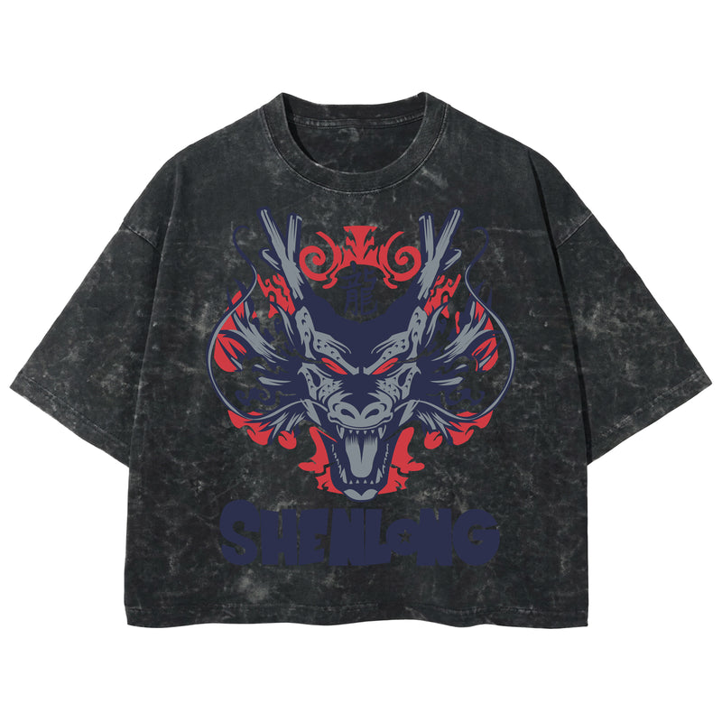Playera streetwear premium de anime y gaming ExtraLife MX, corte boxy deluxe mineral wash heavyweight en color Acid Wash, moda urbana mexicana de culto.
