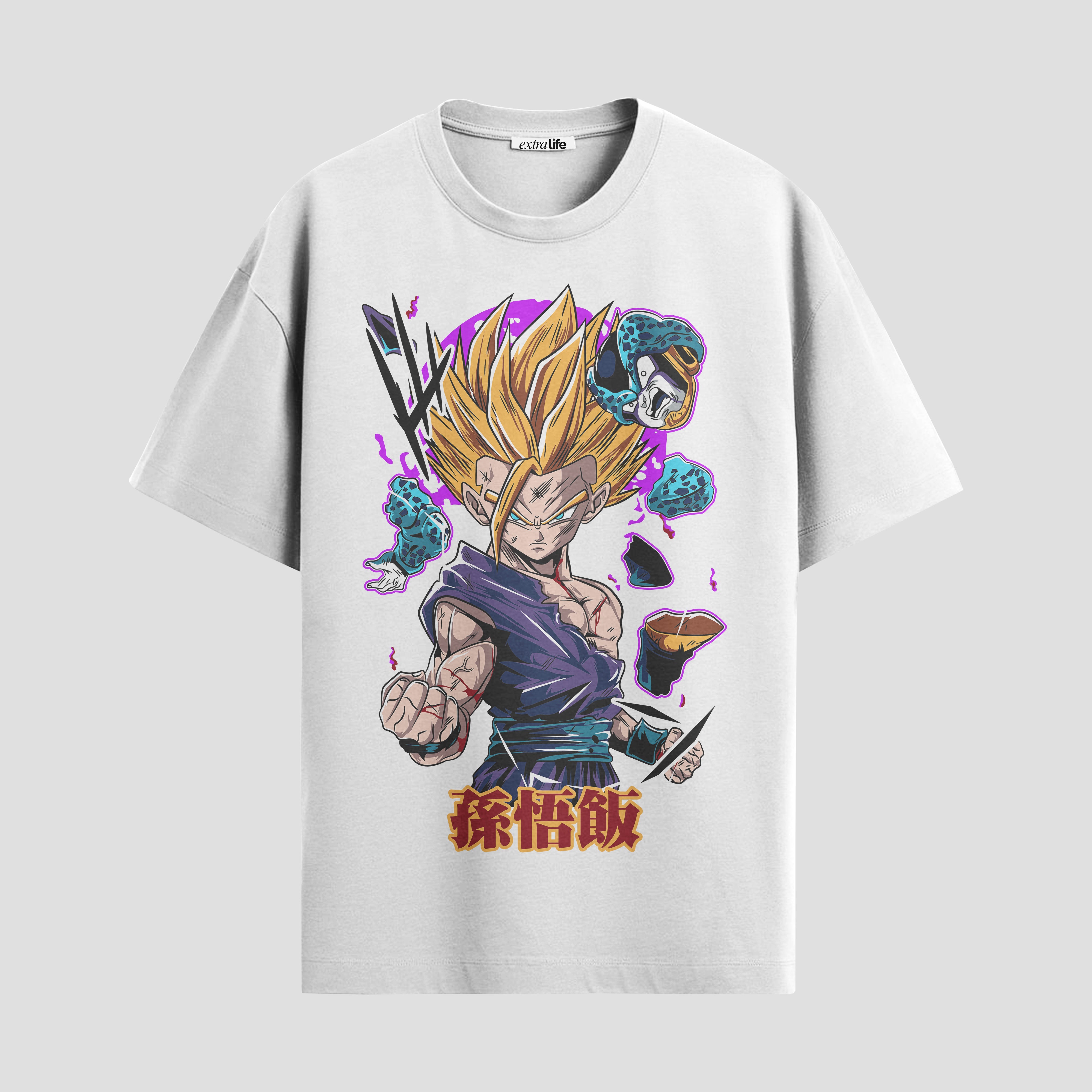Playera urbana de anime y gaming ExtraLife MX, corte Standard Fit unisex ligero y transpirable en color Deep Black y Pure White, ropa de uso diario para gym y casual.