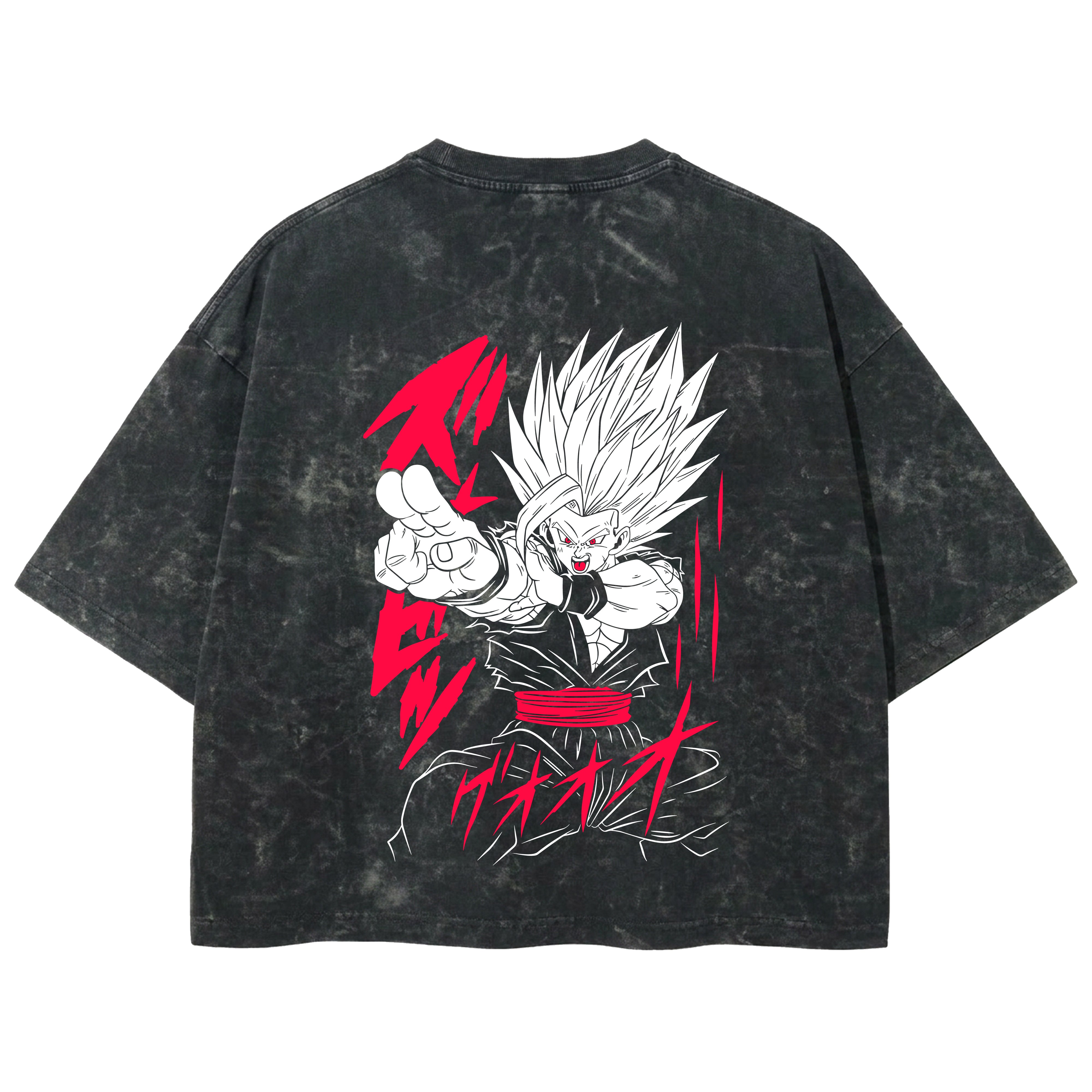 Playera streetwear premium de anime y gaming ExtraLife MX, corte boxy deluxe mineral wash heavyweight en color Acid Wash, moda urbana mexicana de culto.