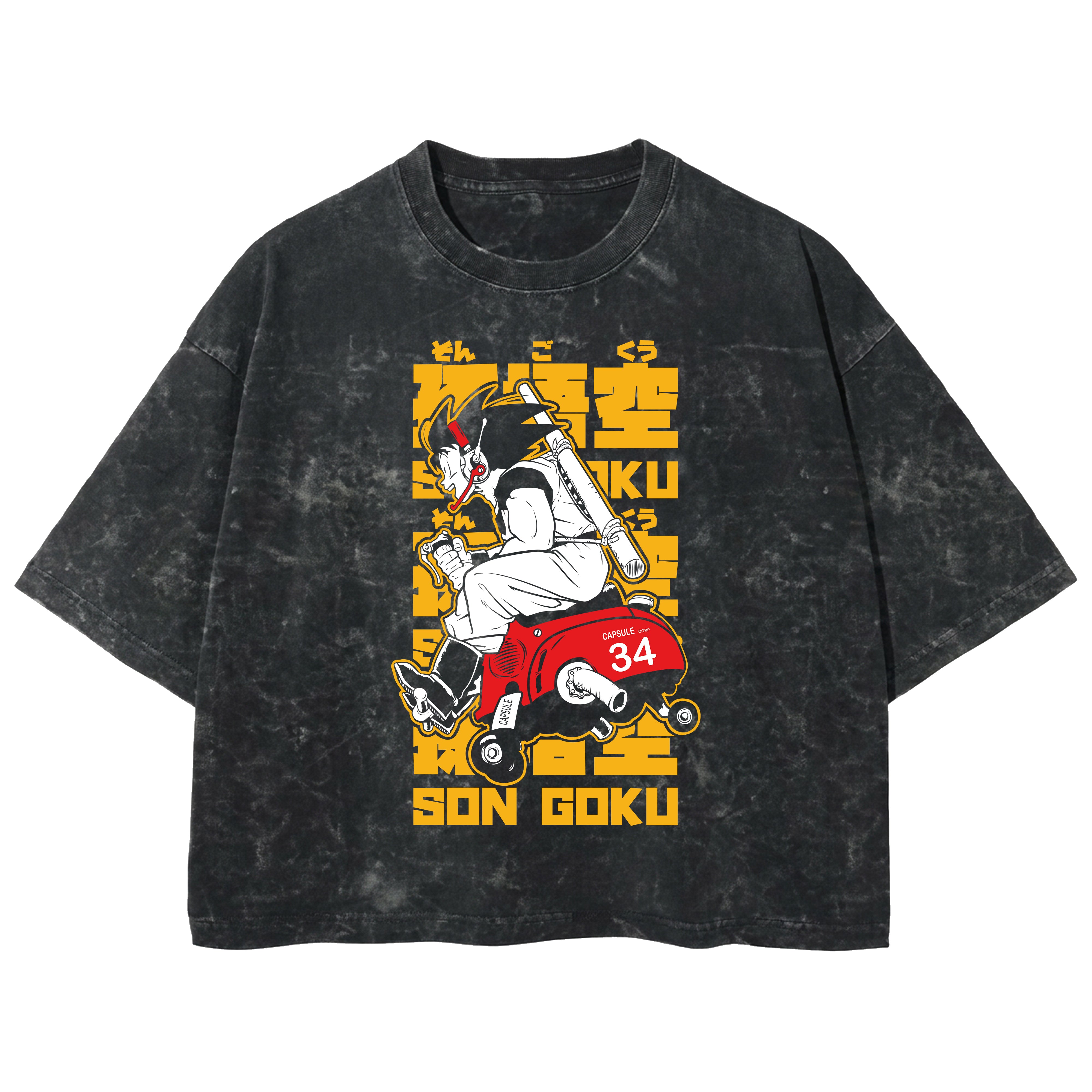 Playera streetwear premium de anime y gaming ExtraLife MX, corte boxy deluxe mineral wash heavyweight en color Acid Wash, moda urbana mexicana de culto.