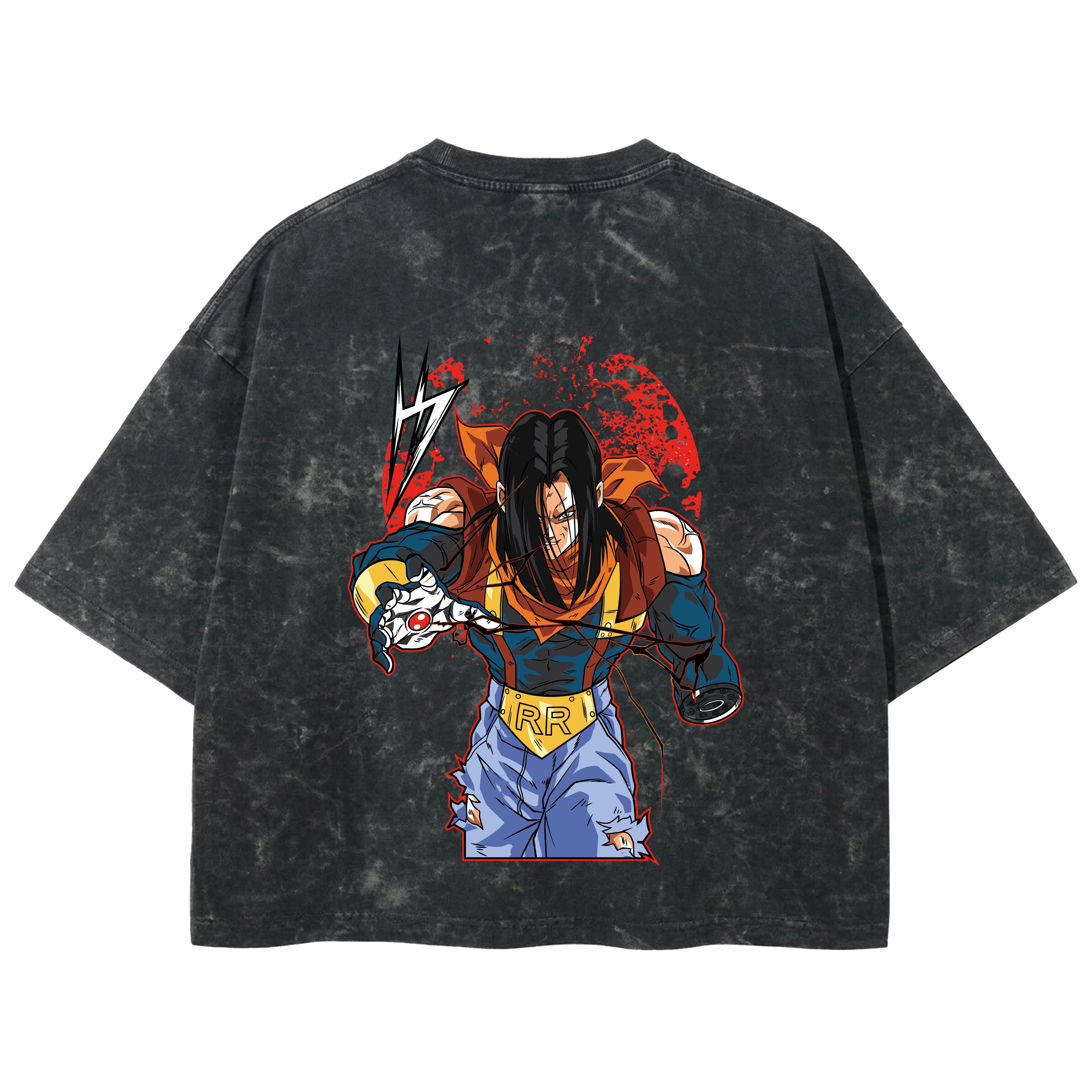 Playera streetwear premium de anime y gaming ExtraLife MX, corte boxy deluxe mineral wash heavyweight en color Acid Wash, moda urbana mexicana de culto.