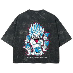 Playera streetwear premium de anime y gaming ExtraLife MX, corte boxy deluxe mineral wash heavyweight en color Acid Wash, moda urbana mexicana de culto.