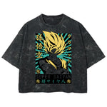 Playera streetwear premium de anime y gaming ExtraLife MX, corte boxy deluxe mineral wash heavyweight en color Acid Wash, moda urbana mexicana de culto.