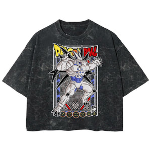 Playera streetwear premium de anime y gaming ExtraLife MX, corte boxy deluxe mineral wash heavyweight en color Acid Wash, moda urbana mexicana de culto.