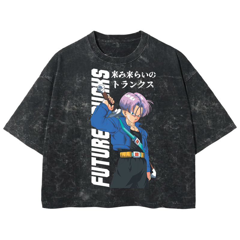 Playera streetwear premium de anime y gaming ExtraLife MX, corte boxy deluxe mineral wash heavyweight en color Acid Wash, moda urbana mexicana de culto.