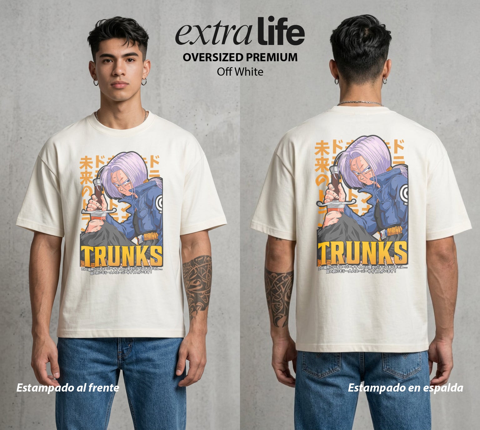 El Poder de las Esferas | Espada del Futuro #00895 - Playera Oversized Premium | Off White - Foto en modelo