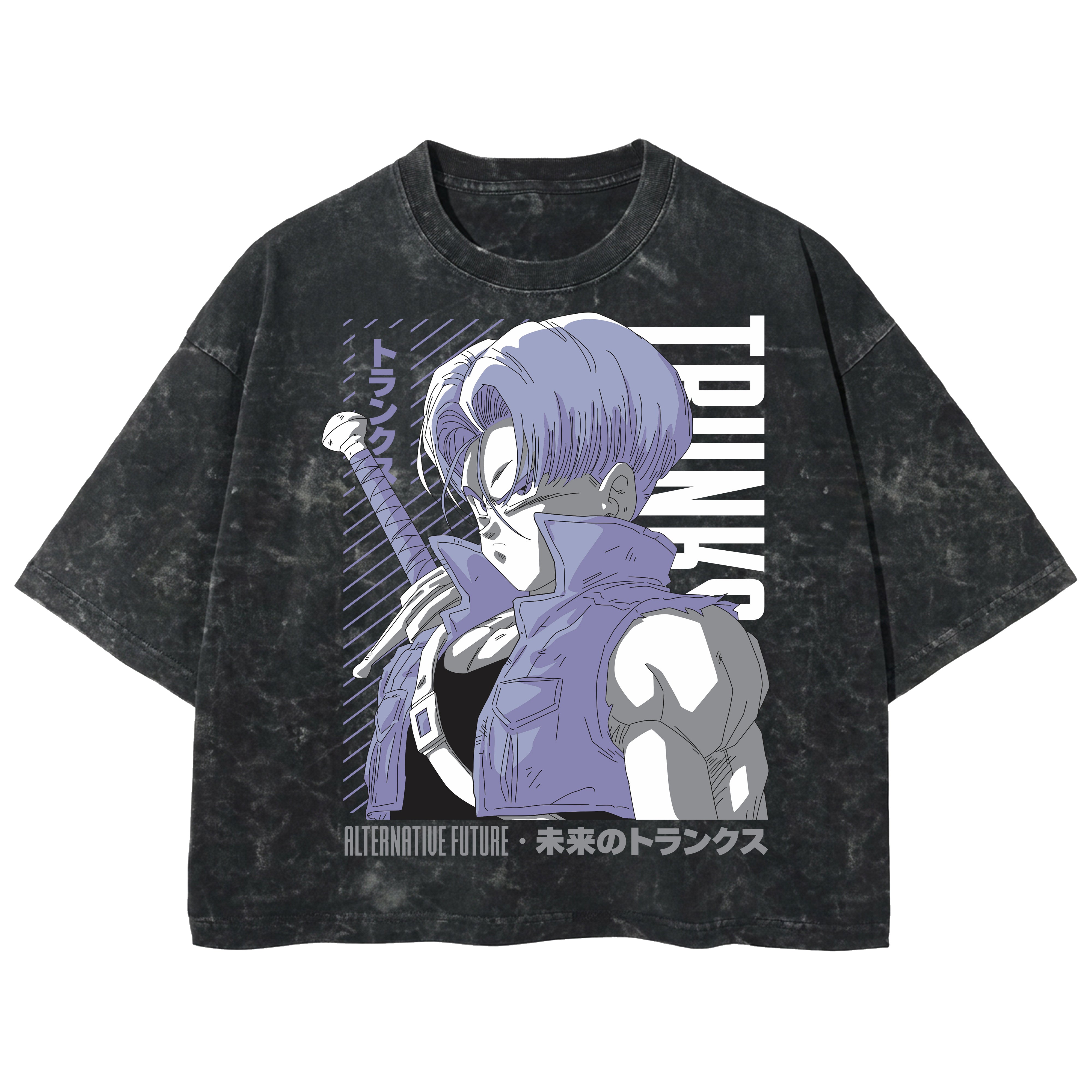 Playera streetwear premium de anime y gaming ExtraLife MX, corte boxy deluxe mineral wash heavyweight en color Acid Wash, moda urbana mexicana de culto.