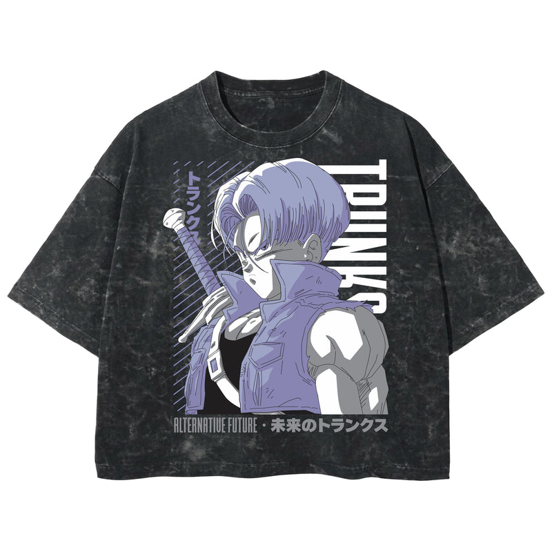 Playera streetwear premium de anime y gaming ExtraLife MX, corte boxy deluxe mineral wash heavyweight en color Acid Wash, moda urbana mexicana de culto.