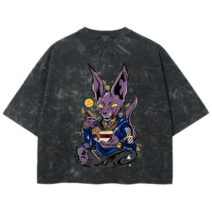 Playera streetwear premium de anime y gaming ExtraLife MX, corte boxy deluxe mineral wash heavyweight en color Acid Wash, moda urbana mexicana de culto.