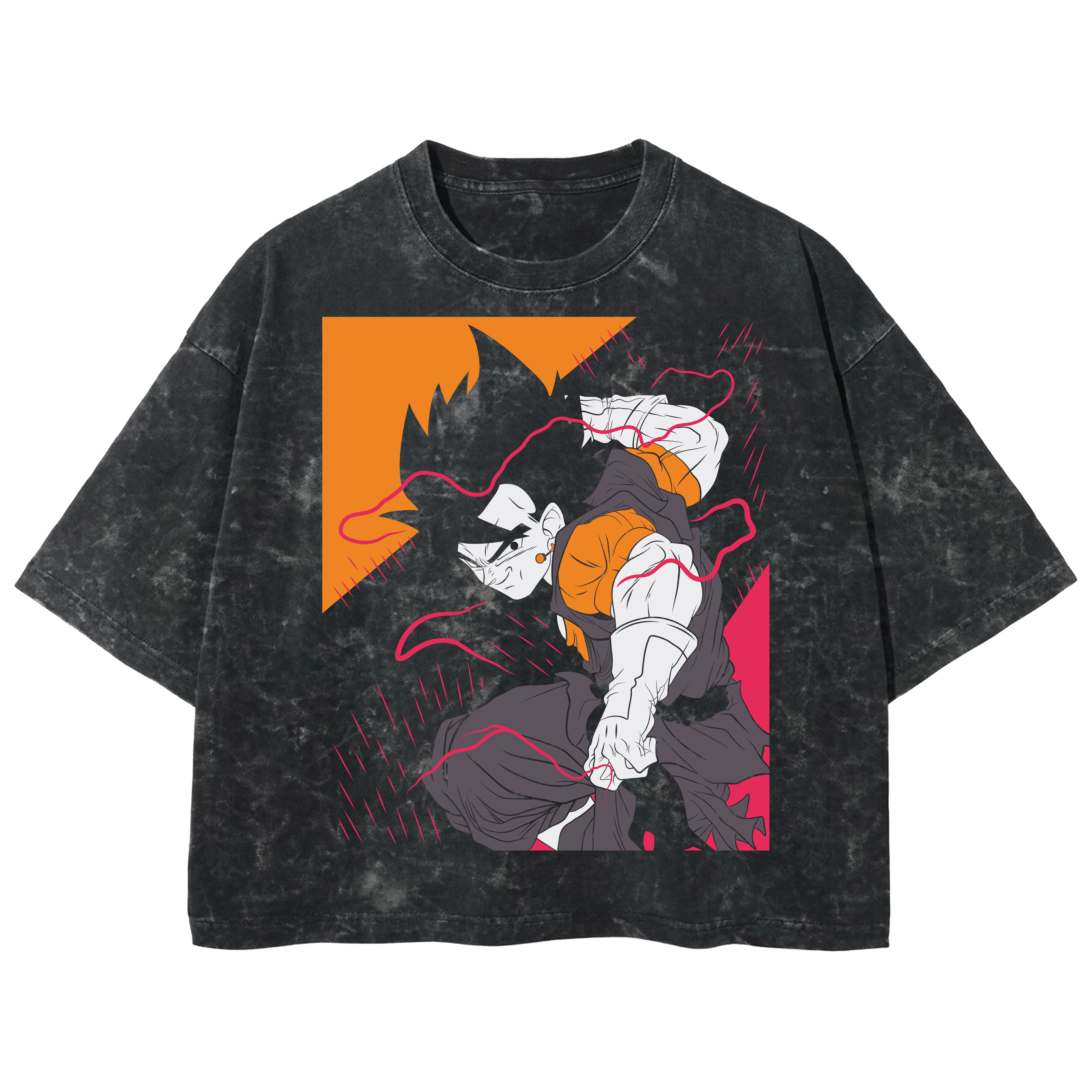 Playera streetwear premium de anime y gaming ExtraLife MX, corte boxy deluxe mineral wash heavyweight en color Acid Wash, moda urbana mexicana de culto.