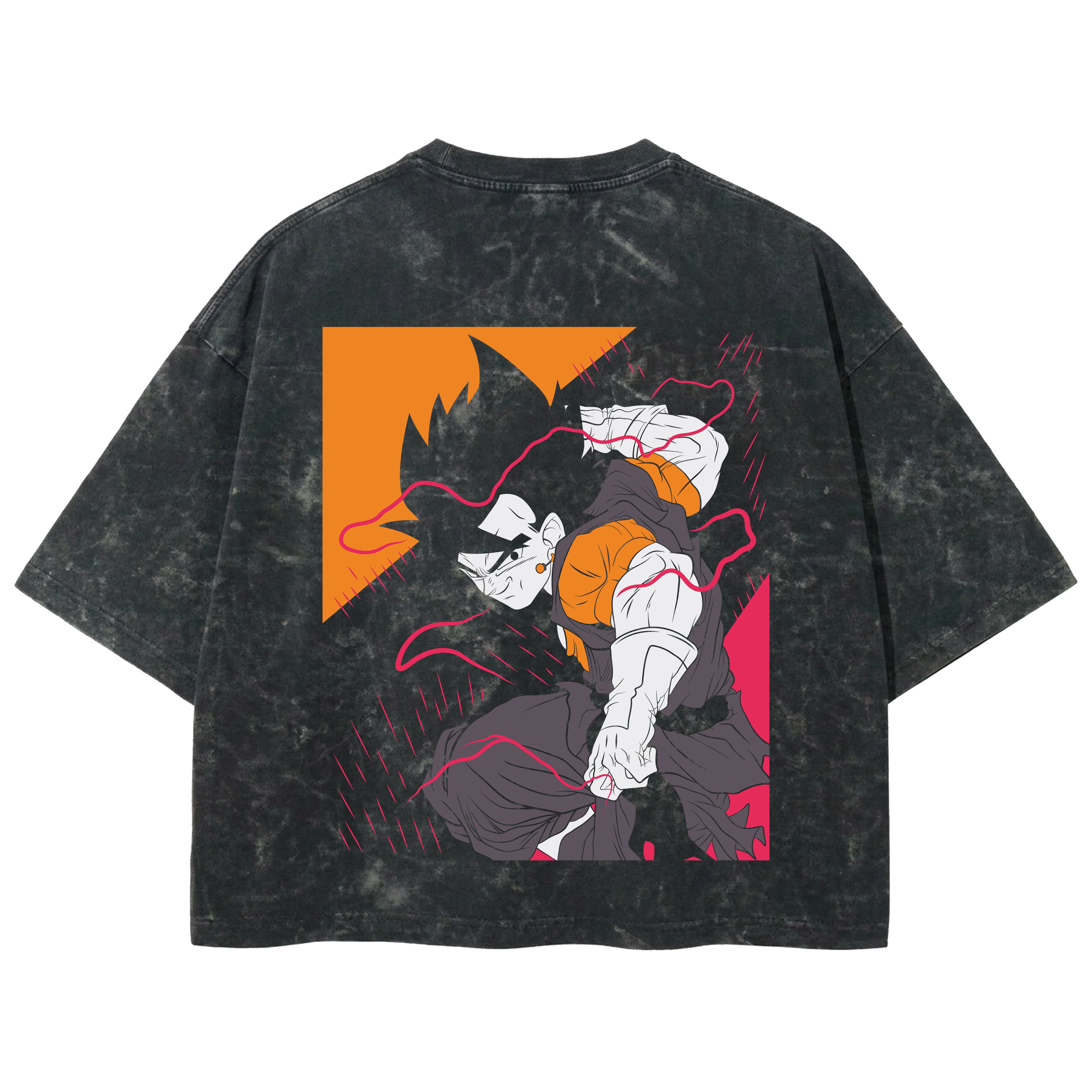 Playera streetwear premium de anime y gaming ExtraLife MX, corte boxy deluxe mineral wash heavyweight en color Acid Wash, moda urbana mexicana de culto.
