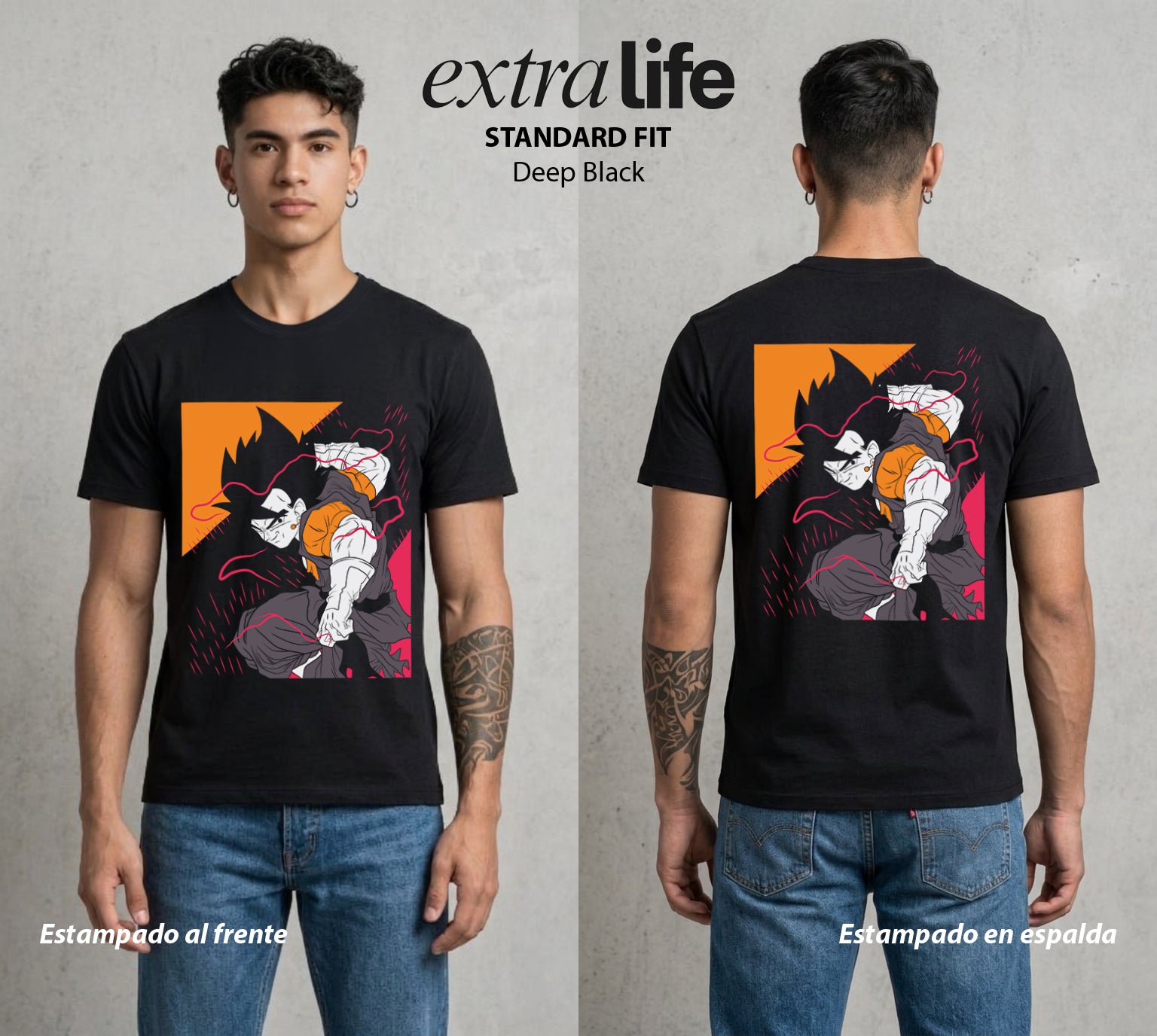 El Poder de las Esferas | El Principe Caido #00898 - Playera Standard Fit | Deep Black - Foto en modelo
