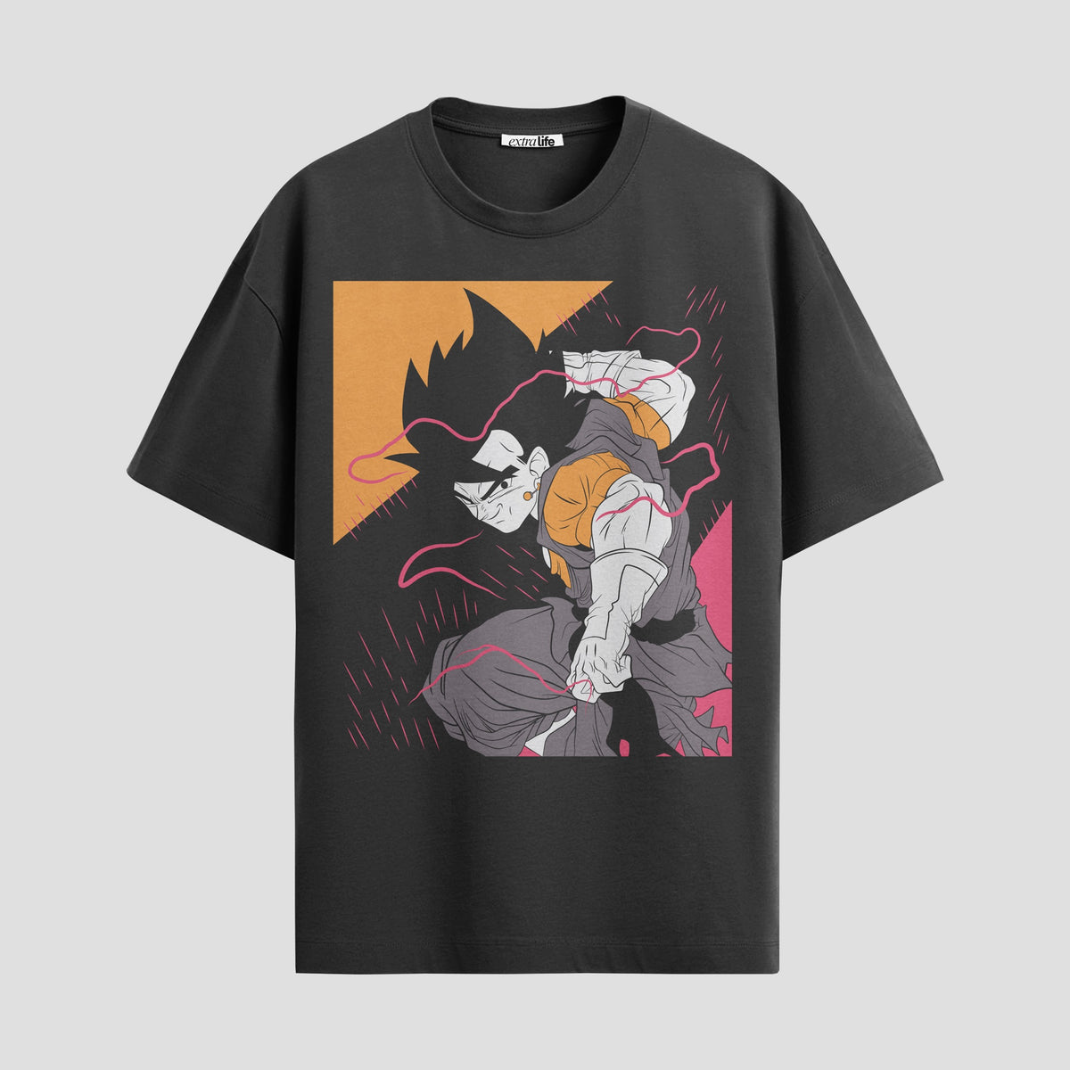 Playera urbana de anime y gaming ExtraLife MX, corte Classic Premium unisex ligero y transpirable en color Deep Black y Pure White, ropa de uso diario para gym y casual.