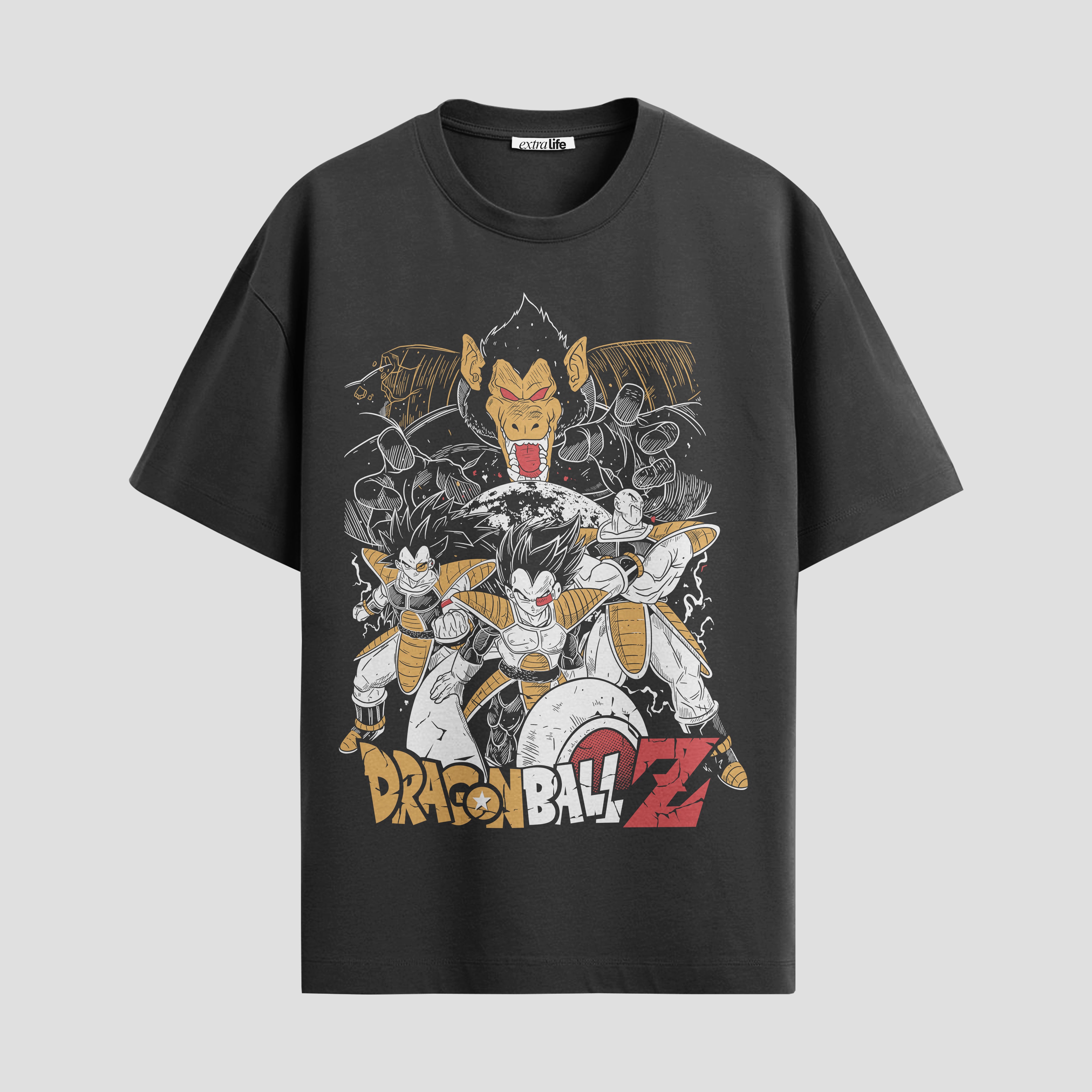 Playera urbana de anime y gaming ExtraLife MX, corte Standard Fit unisex ligero y transpirable en color Deep Black y Pure White, ropa de uso diario para gym y casual.