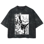 Playera streetwear premium de anime y gaming ExtraLife MX, corte boxy deluxe mineral wash heavyweight en color Acid Wash, moda urbana mexicana de culto.
