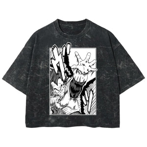 Playera streetwear premium de anime y gaming ExtraLife MX, corte boxy deluxe mineral wash heavyweight en color Acid Wash, moda urbana mexicana de culto.