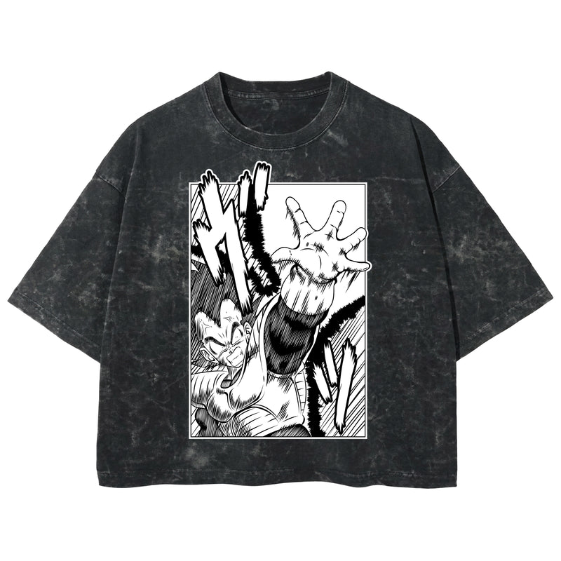 Playera streetwear premium de anime y gaming ExtraLife MX, corte boxy deluxe mineral wash heavyweight en color Acid Wash, moda urbana mexicana de culto.